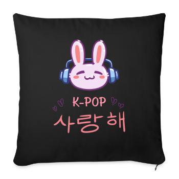 K-Pop Bunny - Idée cadeau Kpop Music - Housse de coussin décorative 45 x 45 cm - noir - Devant
