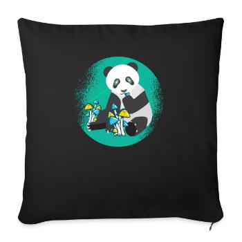 Psytrance Mushroom Psychedelic Techno Music Shirt - Sofa pillowcase 17,3'' x 17,3'' (45 x 45 cm) - black - Front