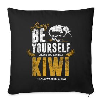 Kiwi Geschenk - Sofakissenbezug 45 x 45 cm - Schwarz - Vorne