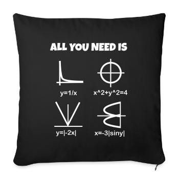 Love, math - heart as a formula and graph - Sofa pillowcase 17,3'' x 17,3'' (45 x 45 cm) - black - Front