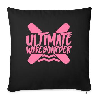 Mer Wakeboard wakeboard Wakeboard eau Wakeboard - Housse de coussin décorative 45 x 45 cm - noir - Devant