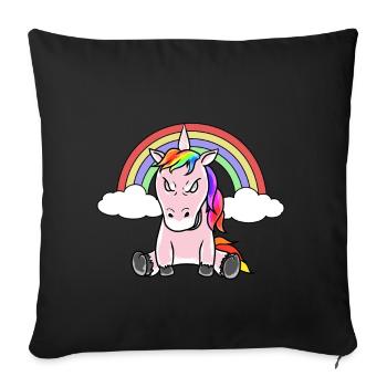 Einhorn Einhörner Fantasy Grimmig Böse Fabelwesen - Sofakissenbezug 45 x 45 cm - Schwarz - Vorne