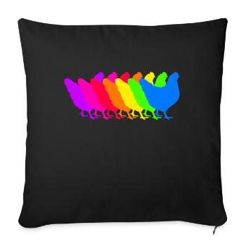 Troupe de poulet coloré - Housse de coussin décorative 45 x 45 cm - noir - Devant