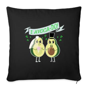 Avocado Hochzeit Heiraten Lustig Essen - Sofakissenbezug 45 x 45 cm - Schwarz - Vorne