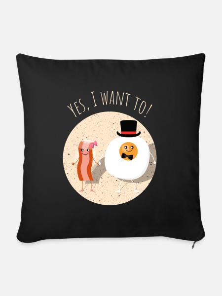 Speck Bacon Ei Lecker Essen Hochzeit Heiraten - Sofakissenbezug 45 x 45 cm - Schwarz