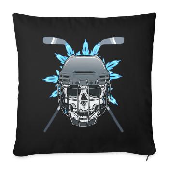 Bâton de hockey sur glace Sports d’hiver Rondelle de hockey - Housse de coussin décorative 45 x 45 cm - noir - Devant