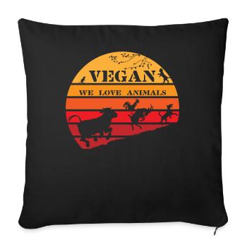 Vegan Vintage Sun | Nice retro for vegans - Sofa pillowcase 17,3'' x 17,3'' (45 x 45 cm) - black - Front