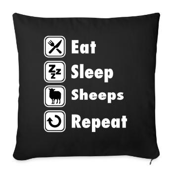 SHIRT - Eat Sleep Sheep Repeat - Sofakissenbezug 45 x 45 cm - Schwarz - Vorne