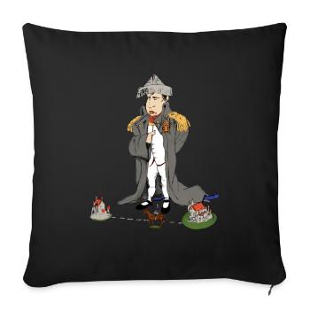 Lustige Napoleon Bonaparte Karikatur Cartoon - Sofakissenbezug 45 x 45 cm - Schwarz - Vorne