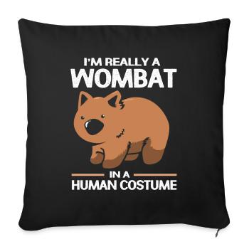 Wombat Australien Beuteltier Geschenk Retro - Sofakissenbezug 45 x 45 cm - Schwarz - Vorne