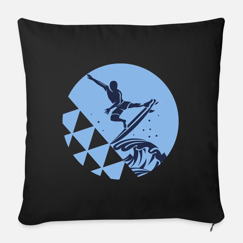 Surfen Surfer Surf Kreis Blau - Sofakissenbezug 45 x 45 cm - Schwarz