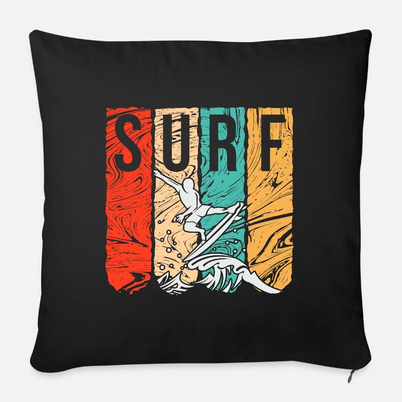 Surfen Surfer Surf Bunt - Sofakissenbezug 45 x 45 cm - Schwarz