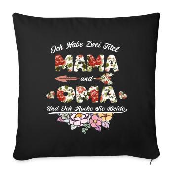Mama Oma Mutter Blumen Design Geschenk - Sofakissenbezug 45 x 45 cm - Schwarz - Vorne