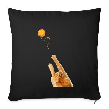 Cat redhead plays with ball of yarn - Sofa pillowcase 17,3'' x 17,3'' (45 x 45 cm) - black - Front