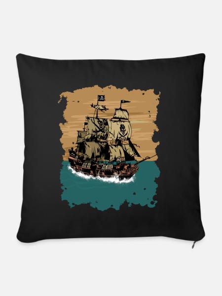 Piratenschiff - Sofakissenbezug 45 x 45 cm - Schwarz