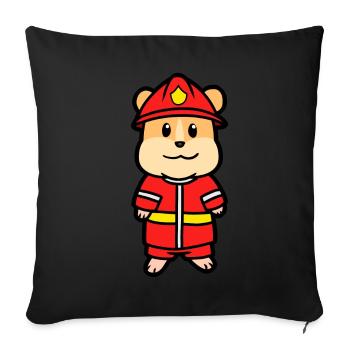 Firefighter Firefighter Hamster Rodent Children Profession - Sofa pillowcase 17,3'' x 17,3'' (45 x 45 cm) - black - Front