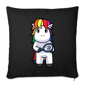 Tennis Tennis Player Unicorn Mythical Animal Sport Animals - Sofa pillowcase 17,3'' x 17,3'' (45 x 45 cm) - black - Front