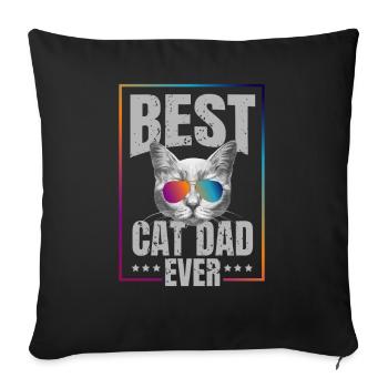Meilleur papa chat jamais! cadeau - Housse de coussin décorative 45 x 45 cm - noir - Devant