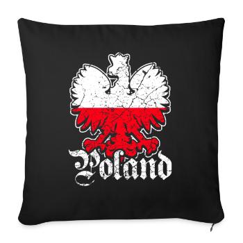 Poland flag eagle - Sofa pillowcase 17,3'' x 17,3'' (45 x 45 cm) - black - Front