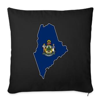 Carte du drapeau du Maine - Housse de coussin décorative 45 x 45 cm - noir - Devant