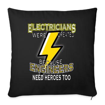 Electrician Electricity Electricity Electricity Construction Site - Sofa pillowcase 17,3'' x 17,3'' (45 x 45 cm) - black - Front