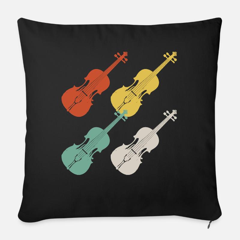 Violon violon violon - Housse de coussin décorative 45 x 45 cm - noir