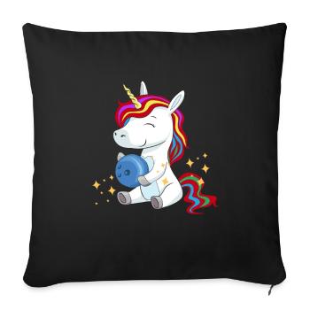 Bowling Unicorn Unicorn Comic Glitter Sweet Gift - Housse de coussin décorative 45 x 45 cm - noir - Devant