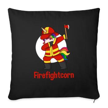 Fireman unicorn - Sofa pillowcase 17,3'' x 17,3'' (45 x 45 cm) - black - Front