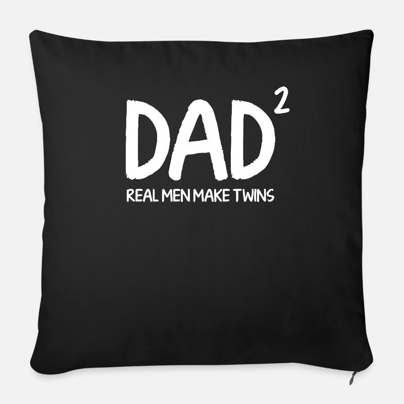 Père papa jumeaux - Housse de coussin décorative 45 x 45 cm - noir