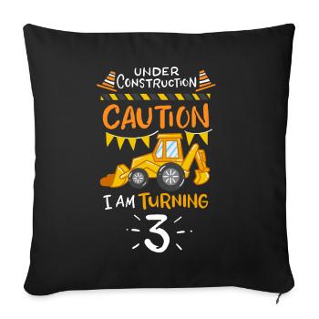 3ème pelle anniversaire - Housse de coussin décorative 45 x 45 cm - noir - Devant