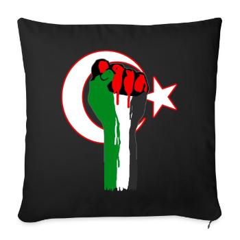 Fist of Palestina - Turkey, flag, help, Gaza - Sofa pillowcase 17,3'' x 17,3'' (45 x 45 cm) - black - Front