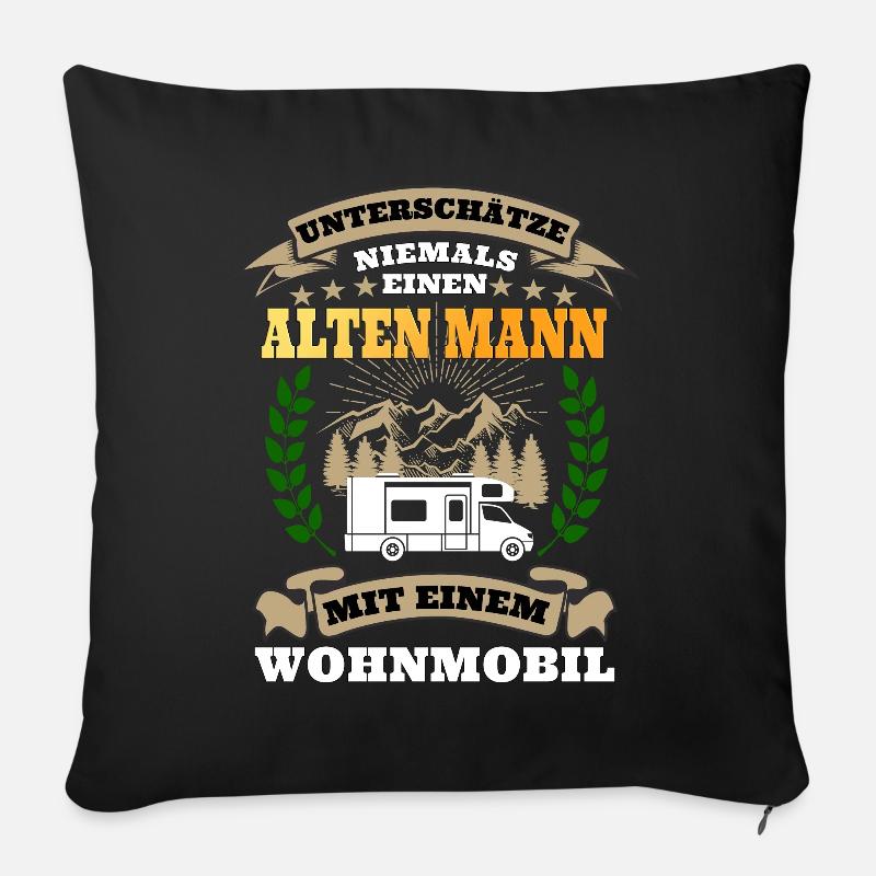 Unterschätze nie einen Alten Mann mit Wohnmobil - Sofakissenbezug 45 x 45 cm - Schwarz