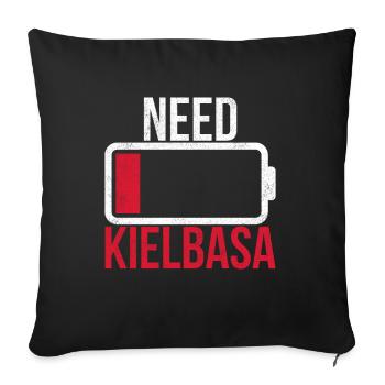 Polnsicher Proverbe Polska Drôle Kielbasa Drôle - Housse de coussin décorative 45 x 45 cm - noir - Devant