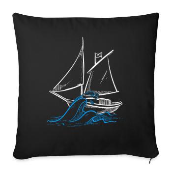 Segelboot Wind Schiff Segler Schifffahrt Geschenk - Sofakissenbezug 45 x 45 cm - Schwarz - Vorne
