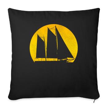 Retro Segelboot Windschiff Segler Schifffahrt - Sofakissenbezug 45 x 45 cm - Schwarz - Vorne