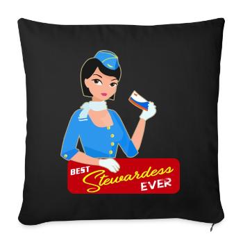 Hôtesse de l'air cadeau - Housse de coussin décorative 45 x 45 cm - noir - Devant