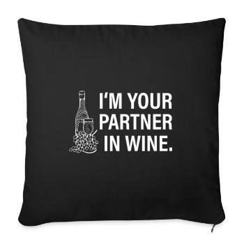 Partenaire du vin - Housse de coussin décorative 45 x 45 cm - noir - Devant