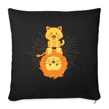Cat mirror image lion, believe in you, shirt cute - Sofa pillowcase 17,3'' x 17,3'' (45 x 45 cm) - black - Front