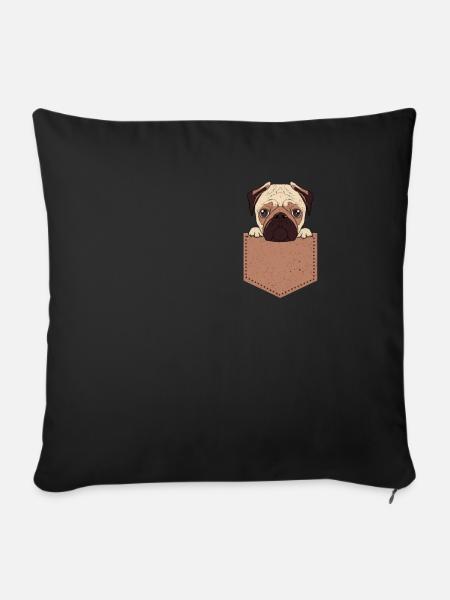 Mops - Sofakissenbezug 45 x 45 cm - Schwarz