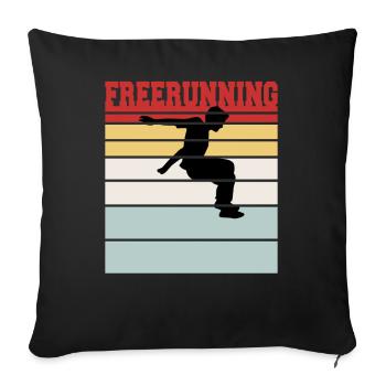 Retro Freerunning Team Tee Shirt - Sofa pillowcase 17,3'' x 17,3'' (45 x 45 cm) - black - Front