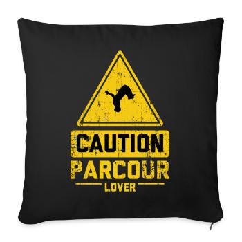 CAUTION PARCOUR LOVER - Sofakissenbezug 45 x 45 cm - Schwarz - Vorne