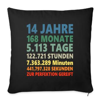 14 Jahre 14. Geburtstag Geschenk - Sofakissenbezug 45 x 45 cm - Schwarz - Vorne