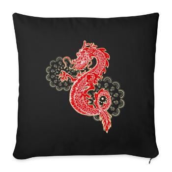 Dragon chinois avec cadeau mandala - Housse de coussin décorative 45 x 45 cm - noir - Devant