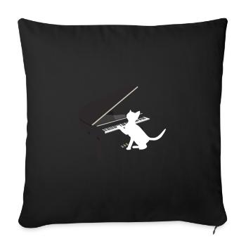 Katze spielt Klavier Niedliches Geschenk - Sofakissenbezug 45 x 45 cm - Schwarz - Vorne
