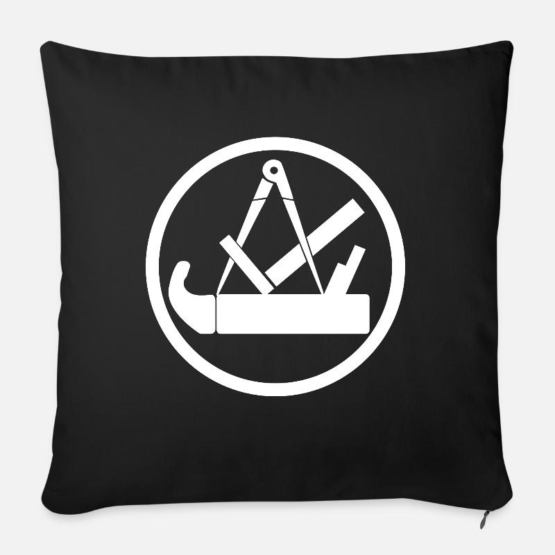 Schreiner Handwerkssymbol mit Kreis - Sofakissenbezug 45 x 45 cm - Schwarz