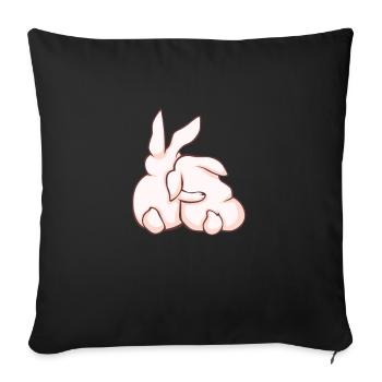 Rabbit Cuddle Love - Sofa pillowcase 17,3'' x 17,3'' (45 x 45 cm) - black - Front