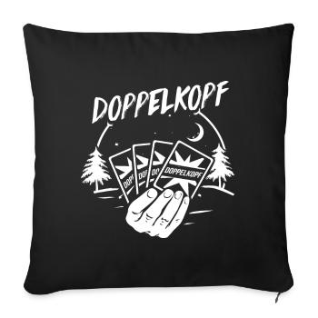 Doppelkopf Geschenk - Sofakissenbezug 45 x 45 cm - Schwarz - Vorne