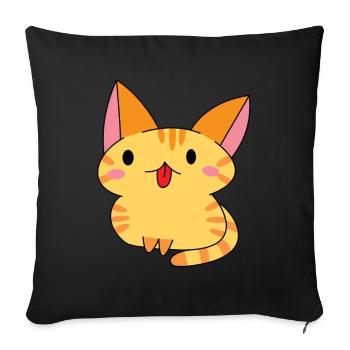 Kawaii Chat - Housse de coussin décorative 45 x 45 cm - noir - Devant