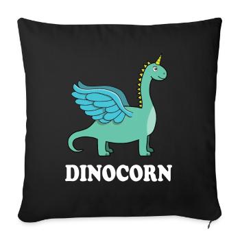 Dinocorn - Dinosaure Licorne avec des ailes - Housse de coussin décorative 45 x 45 cm - noir - Devant