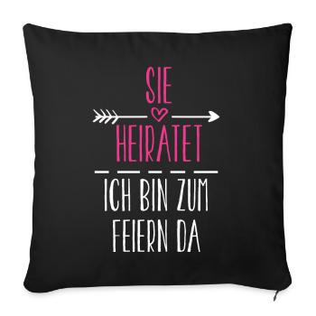 JGA mariée demoiselle d'honneur - Housse de coussin décorative 45 x 45 cm - noir - Devant